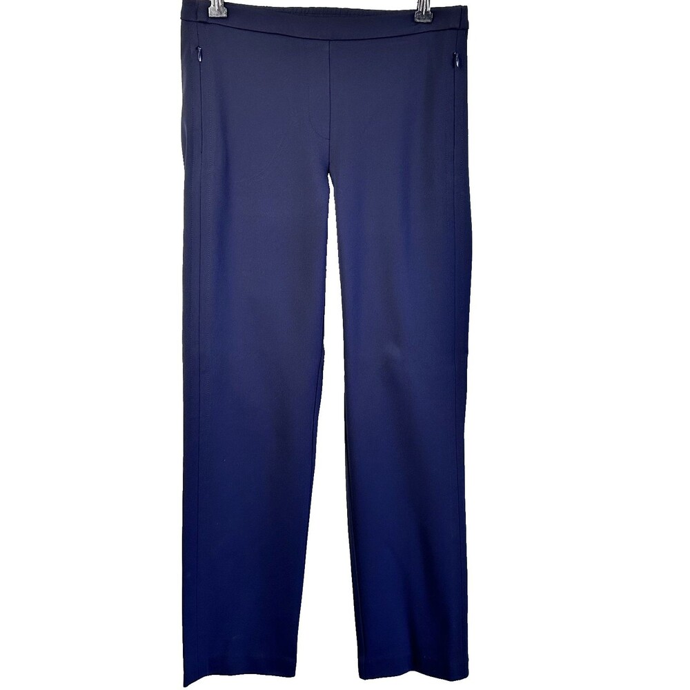 Cambio Women's Navy Blue Elastic Waisband Stretch Straight Pants Sz 6